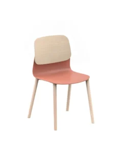 Chaise 4 pieds bois Klik - assise polypropylène - dossier chêne