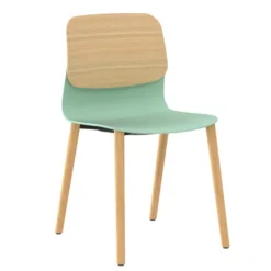Chaise 4 pieds bois Klik - assise polypropylène - dossier chêne