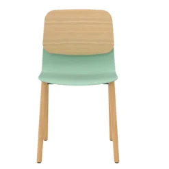 Chaise 4 pieds bois Klik - assise polypropylène - dossier chêne