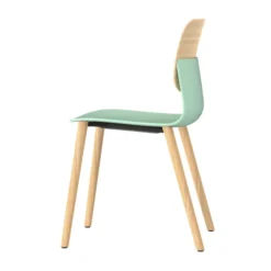 Chaise 4 pieds bois Klik - assise polypropylène - dossier chêne