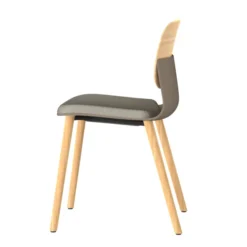 Chaise 4 pieds bois Klik - assise tissu - dossier chêne