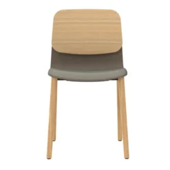 Chaise 4 pieds bois Klik - assise tissu - dossier chêne