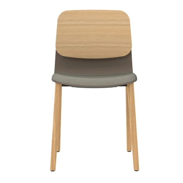 Chaise 4 pieds bois Klik - assise tissu - dossier chêne