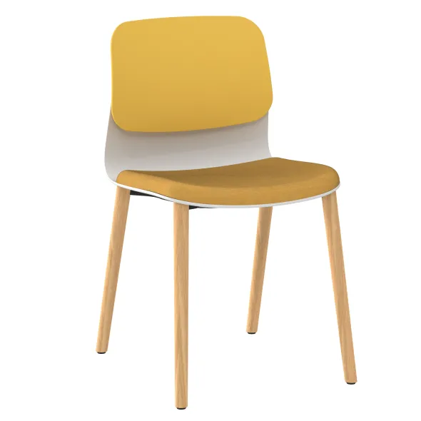 Chaise 4 pieds bois Klik - assise textile enduit - dossier polypropylène
