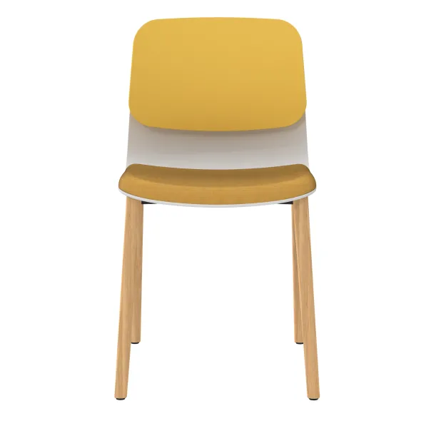 Chaise 4 pieds bois Klik - assise textile enduit - dossier polypropylène