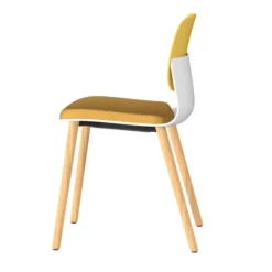 Chaise 4 pieds bois Klik - assise textile enduit - dossier polypropylène