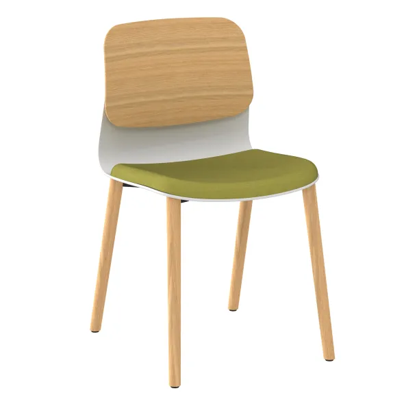 Chaise 4 pieds bois Klik - assise textile enduit - dossier chêne