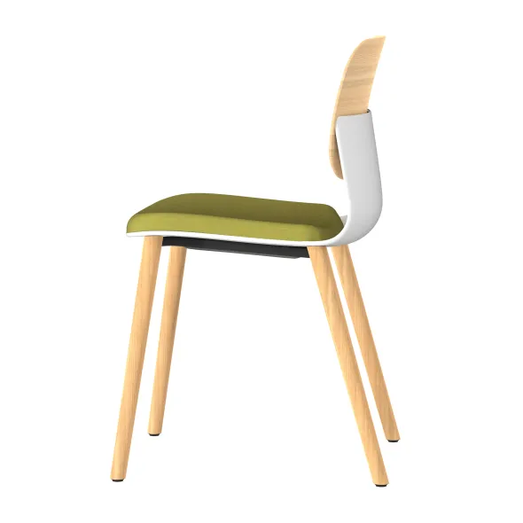 Chaise 4 pieds bois Klik - assise textile enduit - dossier chêne
