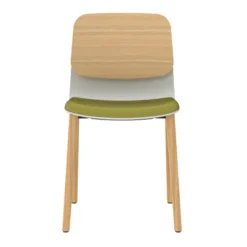 Chaise 4 pieds bois Klik - assise textile enduit - dossier chêne