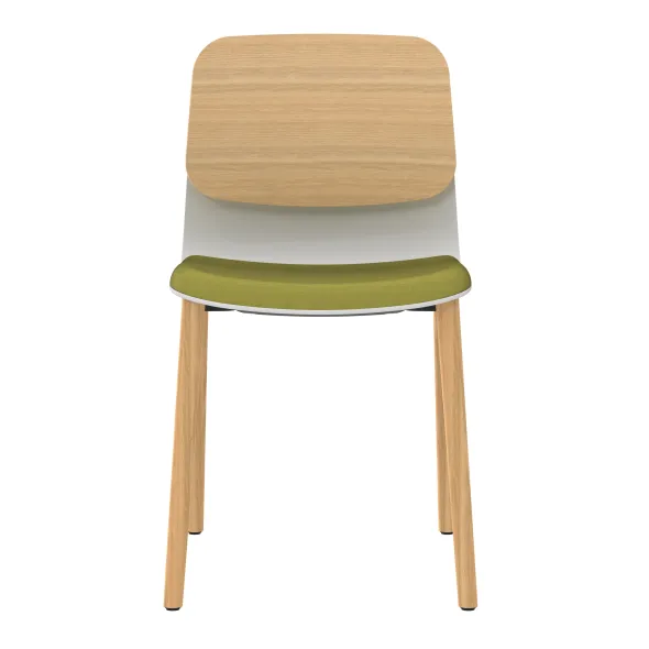 Chaise 4 pieds bois Klik - assise textile enduit - dossier chêne