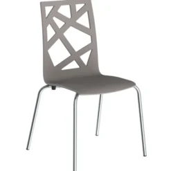 Chaise 4 pieds Cocoon avec motifs design - hêtre teinté - piétement chrome - lot de 4