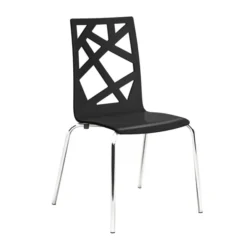 Chaise 4 pieds Cocoon avec motifs design - laquée - piétement chrome - lot de 4