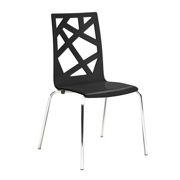 Chaise 4 pieds Cocoon avec motifs design - laquée - piétement chrome - lot de 4