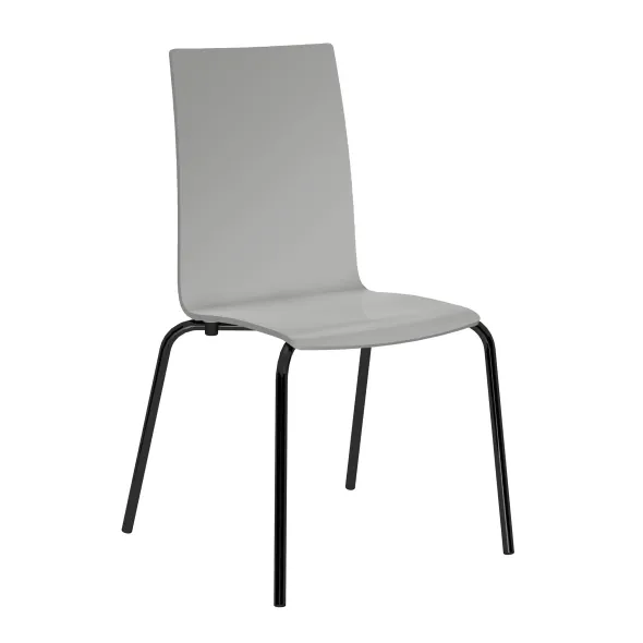 Chaise 4 pieds Cocoon - coque rectiligne laquée - piétement époxy - lot de 4