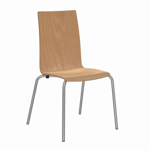 Chaise 4 pieds Cocoon - coque rectiligne hêtre teinté - piétement époxy - lot de 4