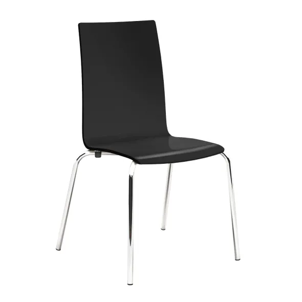 Chaise 4 pieds Cocoon - coque rectiligne laquée - piétement chrome - lot de 4