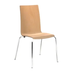 Chaise 4 pieds Cocoon - coque rectiligne hêtre verni naturel - piétement chrome - lot de 4