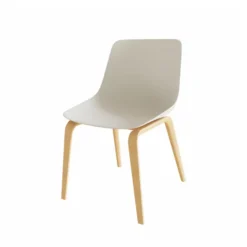 Chaise 4 pieds Fina club - coque plastique - 4 pieds bois