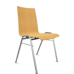 Chaise 4 pieds Fox - coque hêtre - piétement chromé