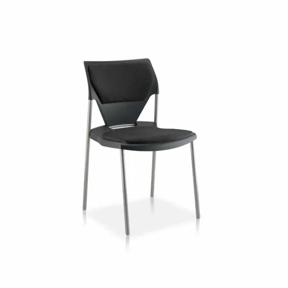Chaise 4 pieds Ioko - polypropylène - placet d'assise et dossier tissu - pieds époxy - empil. - accro. - lot de 4