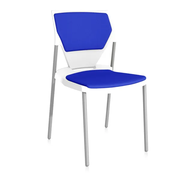 Chaise 4 pieds Ioko - polypropylène - placet d'assise et dossier tissu - pieds époxy - empil. - accro. - lot de 4