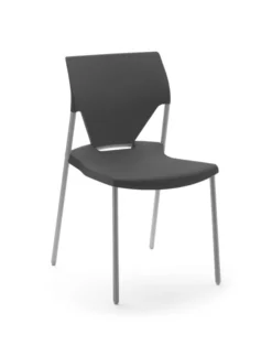Chaise 4 pieds Ioko - polypropylène gris anthracite - sans placet - piétement époxy gris alu - empilable-lot de 4