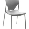 Chaise 4 pieds Ioko - polypropylène gris clair - sans placet - piétement époxy gris alu - empilable-lot de 4