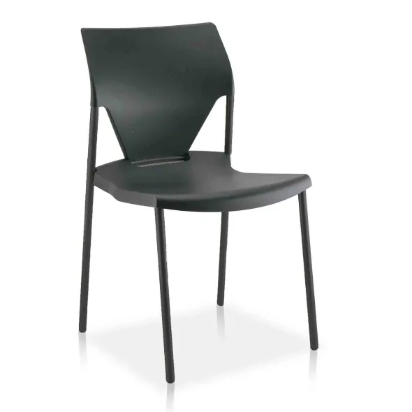 Chaise 4 pieds Ioko - polypropylène - sans placet - piétement époxy noir - empilable - lot de 4