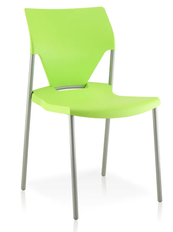 Chaise 4 pieds Ioko - polypropylène - sans placet - piétement époxy gris aluminium - empilable - lot de 4