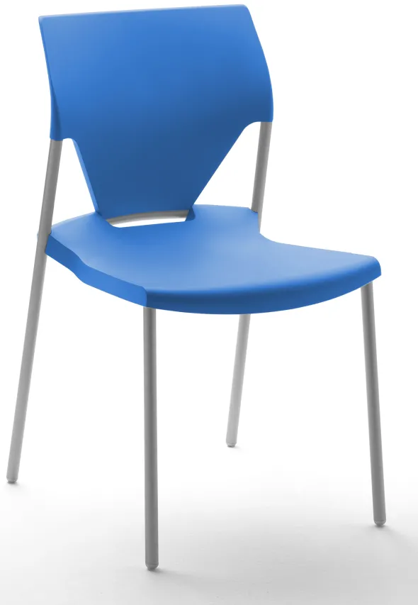 Chaise 4 pieds Ioko - polypropylène - sans placet - piétement époxy gris aluminium - empilable - lot de 4