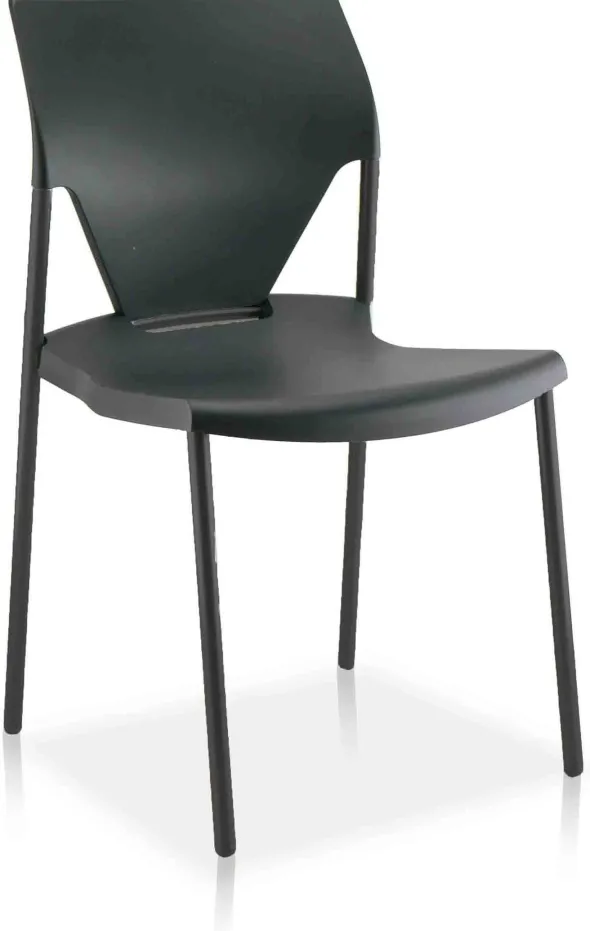 Chaise 4 pieds Ioko - polypropylène - sans placet - piétement époxy gris aluminium - empilable - lot de 4