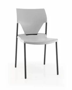 Chaise 4 pieds Ioko - polypropylène - sans placet - piétement époxy gris aluminium - empilable - lot de 4