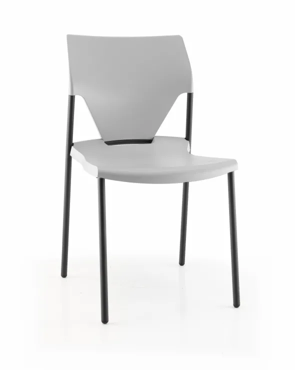 Chaise 4 pieds Ioko - polypropylène - sans placet - piétement époxy gris aluminium - empilable - lot de 4