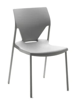 Chaise 4 pieds Ioko - polypropylène - sans placet - piétement époxy gris aluminium - empilable - lot de 4
