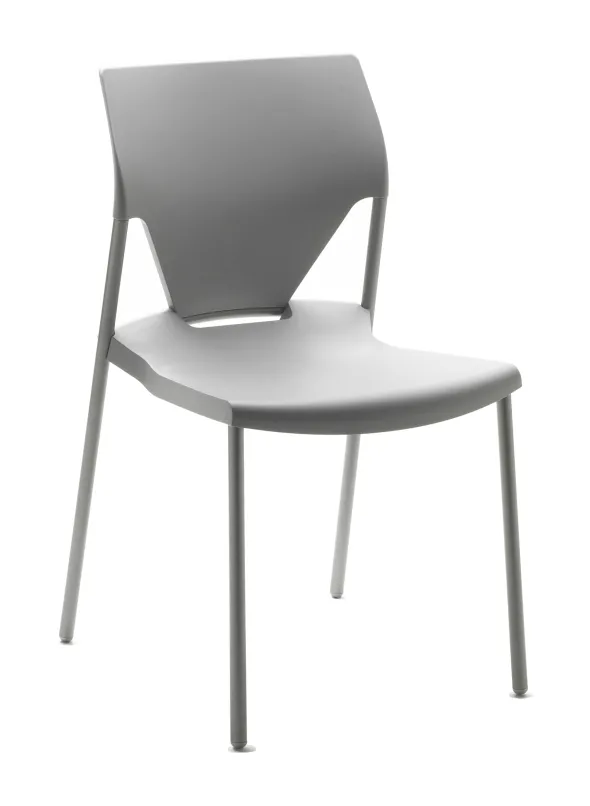 Chaise 4 pieds Ioko - polypropylène - sans placet - piétement époxy gris aluminium - empilable - lot de 4