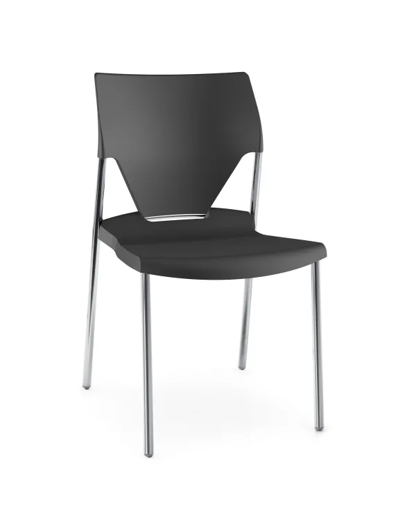 Chaise 4 pieds Ioko - polypropylène 100% recyclé - piétement chrome - empilable - lot de 4