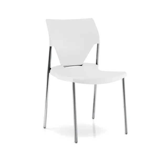 Chaise 4 pieds Ioko - polypropylène - sans placet - piétement chrome - empilable et accrochable - lot de 4