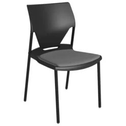 Chaise 4 pieds Ioko - polypropylène - placet d'assise tissu - piétement époxy - empilable - lot de 4