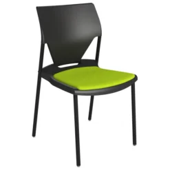 Chaise 4 pieds Ioko - polypropylène - placet d'assise tissu - piétement époxy - empilable - lot de 4
