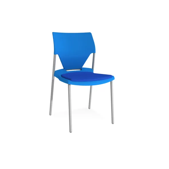 Chaise 4 pieds Ioko - polypropylène - placet d'assise tissu - piétement époxy - empilable - lot de 4
