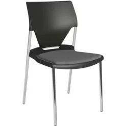Chaise 4 pieds Ioko - polypropylène - placet d'assise tissu - piétement chrome - empilable - lot de 4