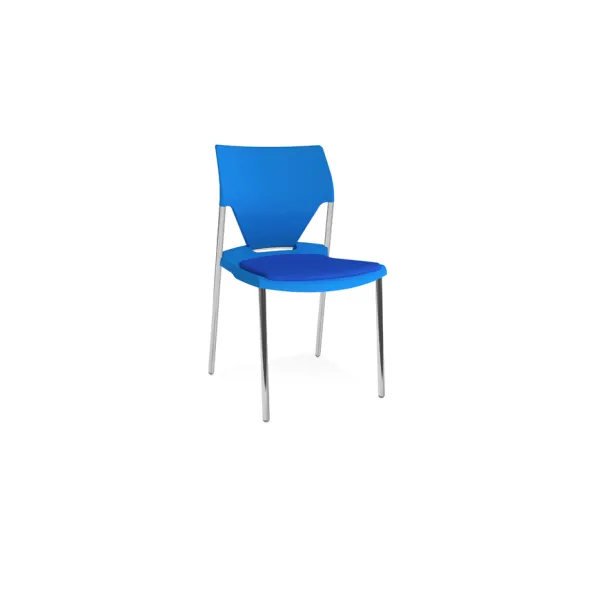 Chaise 4 pieds Ioko - polypropylène - placet d'assise tissu - piétement chrome - empilable - lot de 4