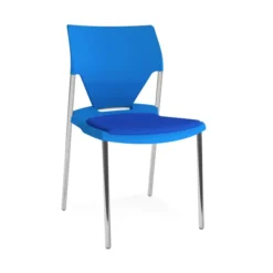 Chaise 4 pieds Ioko - polypropylène - placet d'assise tissu - piétement chrome - empilable - lot de 4