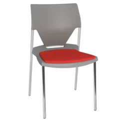 Chaise 4 pieds Ioko - polypropylène - placet d'assise textile enduit - piétement chrome - empilable - lot de 4