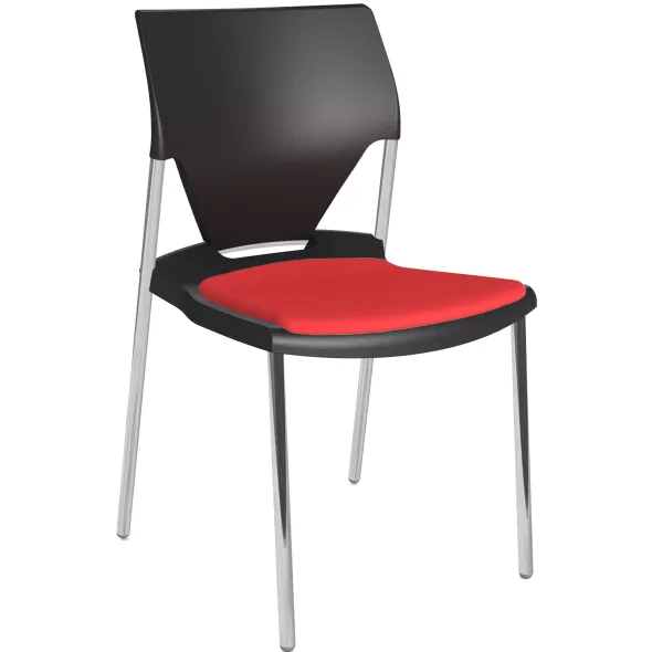 Chaise 4 pieds Ioko - polypropylène - placet d'assise textile enduit - piétement chrome - empilable - lot de 4