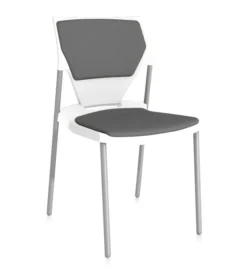 Chaise 4 pieds Ioko - polypropylène - placet d'assise et de dossier tissu - piétement époxy - empilable - lot de 4