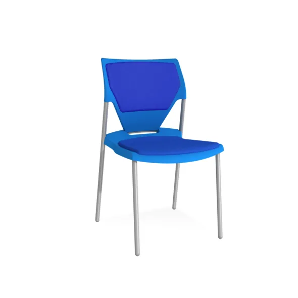 Chaise 4 pieds Ioko - polypropylène - placet d'assise et de dossier tissu - piétement époxy - empilable - lot de 4