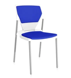 Chaise 4 pieds Ioko - polypropylène - placet d'assise et de dossier tissu - piétement époxy - empilable - lot de 4