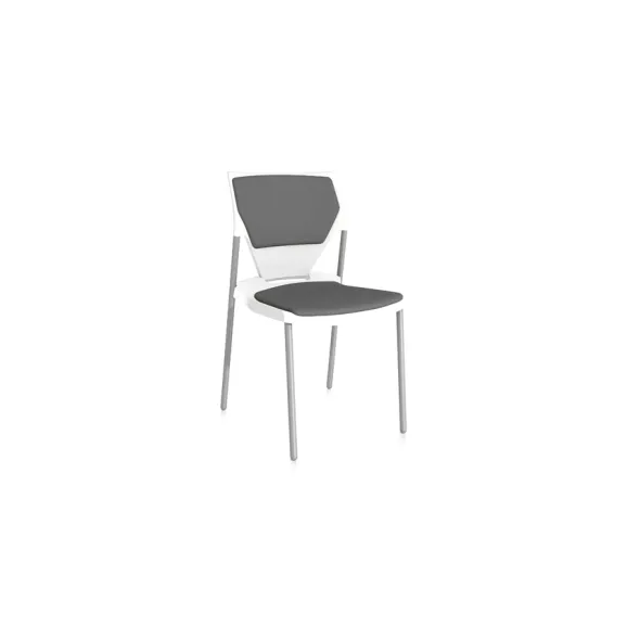 Chaise 4 pieds Ioko - polypropylène - placet d'assise et de dossier tissu - piétement époxy - empilable - lot de 4