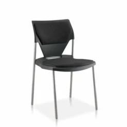 Chaise 4 pieds Ioko - polypropylène - placet d'assise et de dossier tissu - piétement époxy - empilable - lot de 4
